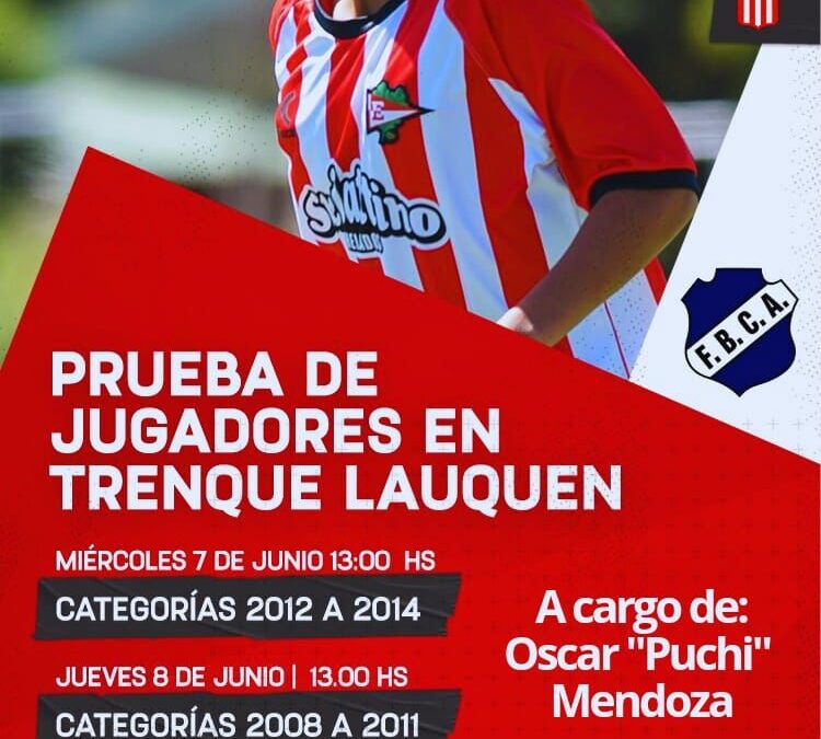Prueba de jugadores. El dia miercoles categoria 2014 es a las 13:00hs, 2013 14:00hs y 2012 15:00hs