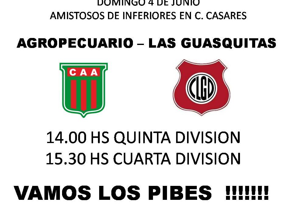 Inferiores de Las Guasquitas jugaran amistosos en Carlos Casares