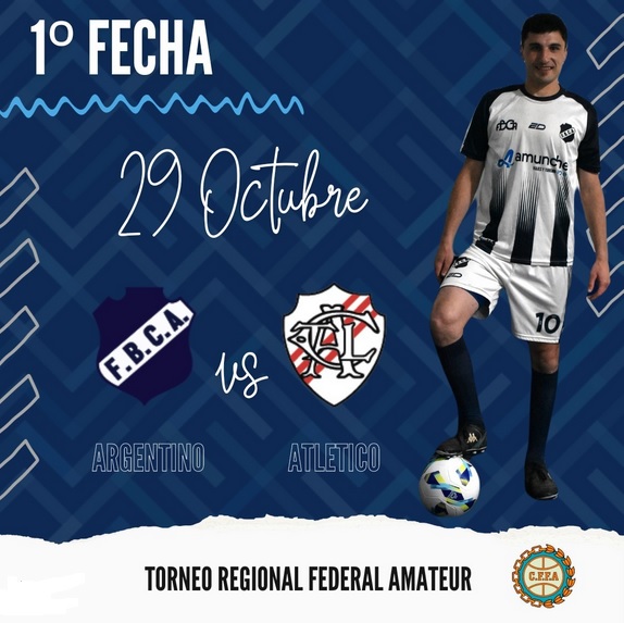 Torneo Regional Federal Amateur – El Domingo desde las 17 hs. juegan FBC Argentino vs. Atletico T. Lauquen. Mario Garcia será el arbitro