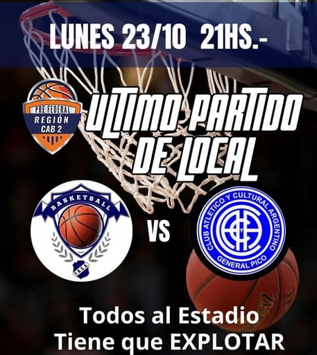 Torneo Pre Federal de Basquet – Gano Sportivo Realico. Esta noche FBC Argentino juega su ultimo partido como local