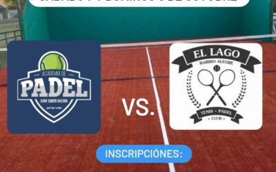 Cronograma de partidos Torneo Interclubes – Sábado 7 de octubre en Confiteria El Lago Tenis y Padel