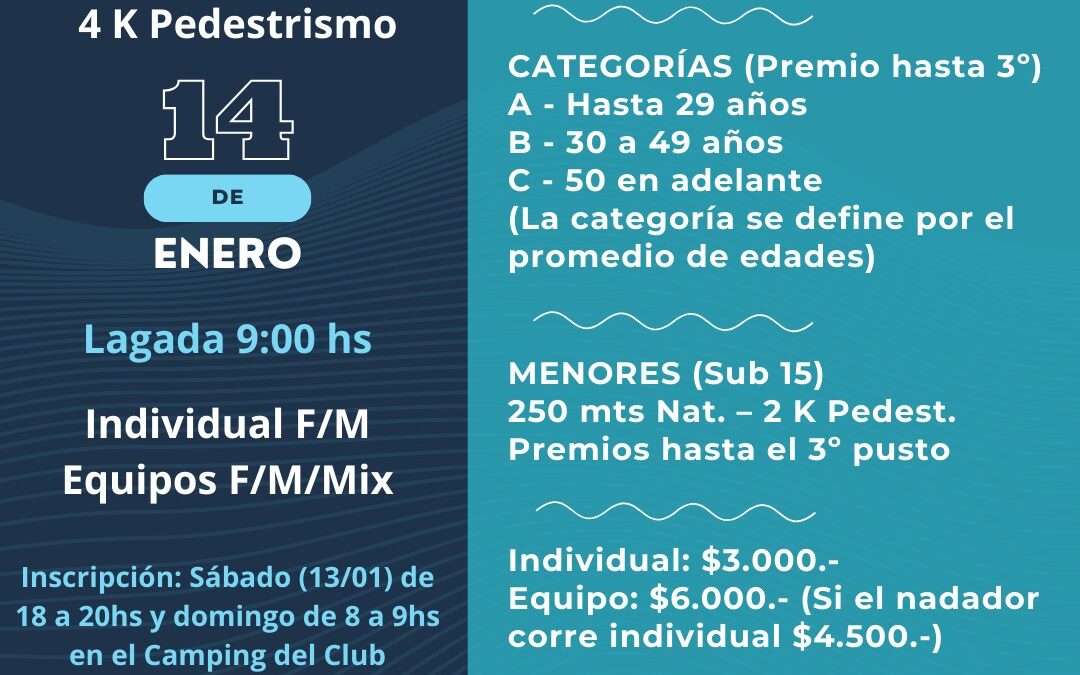 El proximo 14 de Enero, Acuatlon en Barrio Alegre