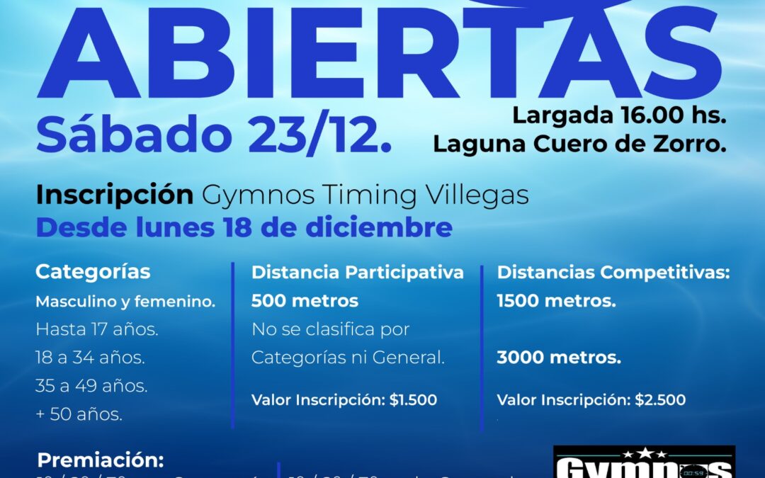 Este sabado 23, prueba Aguas Abiertas en Cuero de Zorro. ESTÁS A TIEMPO DE INSCRIBIRTE