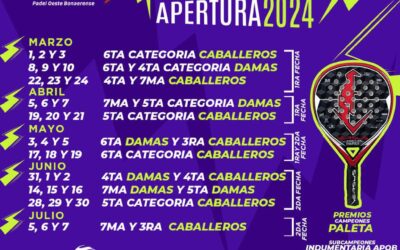 Asociación Padel Oeste Bonaerense – Todas las fechas del torneo apertura APOB 2024