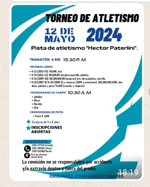 Torneo de Atletismo en Lincoln el 12 de Mayo