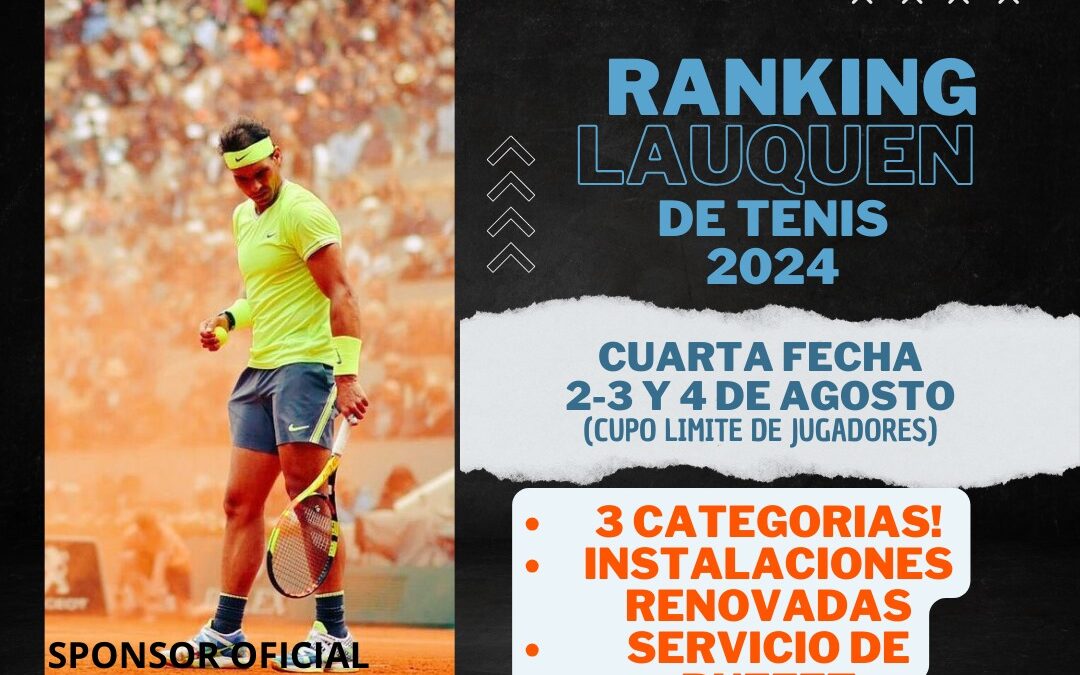 Tenis: Inscripciones abiertas para la cuarta etapa del Ranking Lauquen el próximo fin de semana