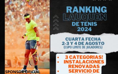 Tenis: Inscripciones abiertas para la cuarta etapa del Ranking Lauquen el próximo fin de semana