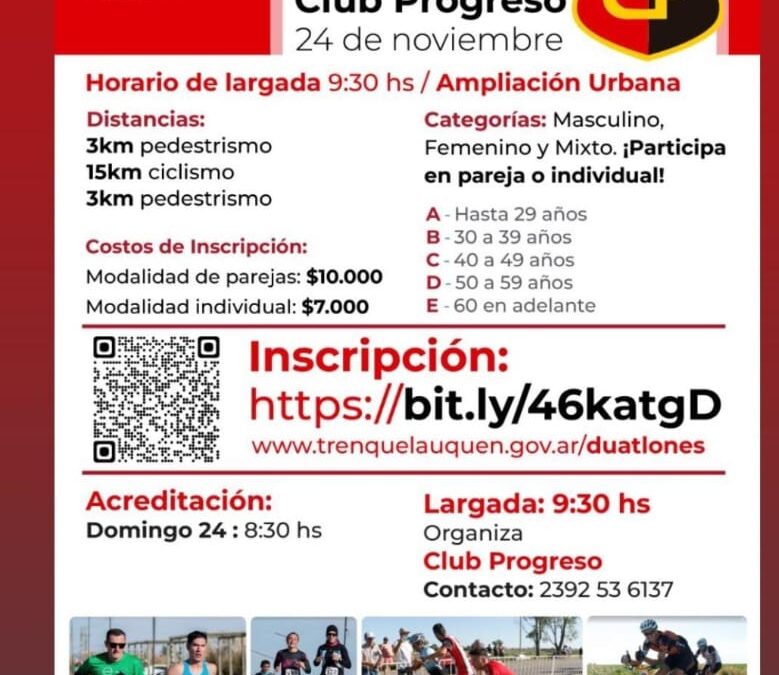 Se viene la 4° fecha, organizada por el Club Progreso, del 1er Campeonato de Duatlones