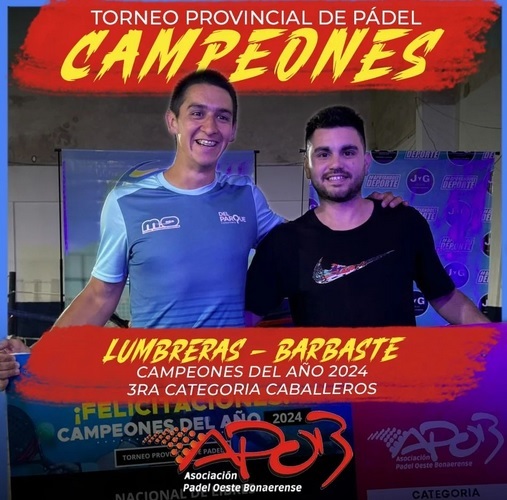 Todos los Campeones del Año 2024 de la Asociación de Pádel del Oeste Bonaerense