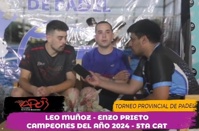 NACIONAL DE CATEGORIAS LIBRES – FEDERACION ARGENTINA DE PADEL. Participo una delegacion de la APOB. Enzo Prieto – Leandro Muñoz Campeones Nacionales en 5ta. categoria