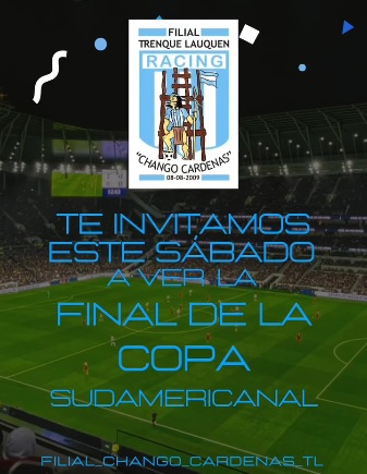 Filial de Racing invita a ver el partido en el Club Español y se ruega llevar alimentos no perecederos para donar a Caritas