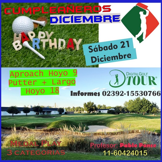 El sabado TORNEO Cumpleañeros Diciembre de Golf. Abierta la inscripcion