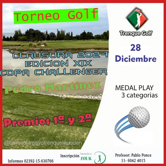 Se viene el TORNEO Copa Challenger Pedro Martínez XIX edición. Abierta la inscripcion