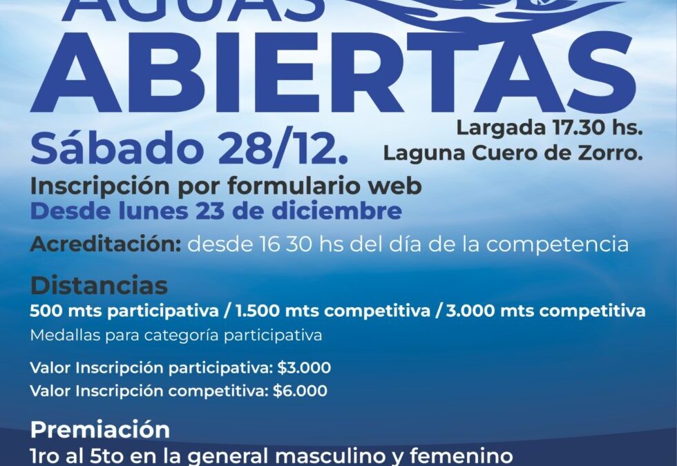 NUEVA EDICIÓN DE LA MARATÓN AGUAS ABIERTAS, ESTE SÁBADO (28) EN LA LAGUNA CUERO DE ZORRO