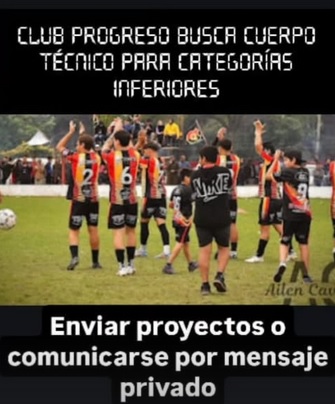 Club Progreso busca Cuerpo Tecnico para inferiores