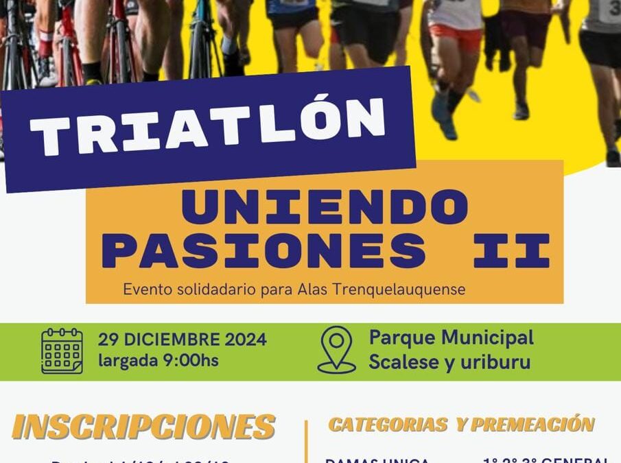 El 29 de Diciembre 2da. Edicion Triatlon Uniendo Pasiones