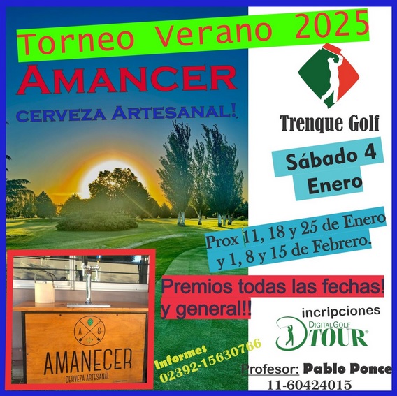 El sabado 4 comienza TORNEO de Verano EL AMANECER de Golf en Trenque Lauquen