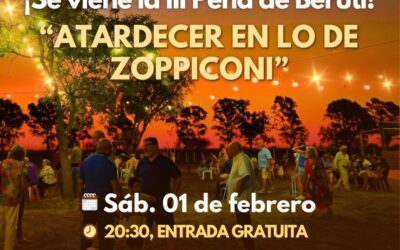 Cultura: Se viene la tercera peña «Atardecer en lo de Zoppiconi» en Beruti, será este próximo sábado 1 de febrero