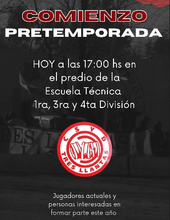 Hoy, sabado, comienzan entrenamientos en Tres Llantas