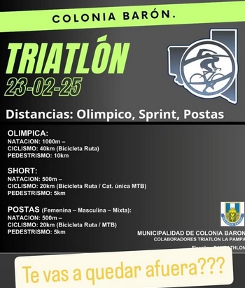 El proximo 23 de Febrero, Triatlon en Colonia Barón