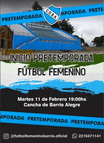 El martes 11 comienza la pretemporada de Futbol Femenino en Barrio Alegre