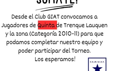G.I.A.T. de Beruti busca jugadores de 5ta. Division