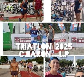 Triatlón Pampeano Colonia Barón 2025 – Podios de Elisa Zemma y Gustavo Carini en distancia olímpica