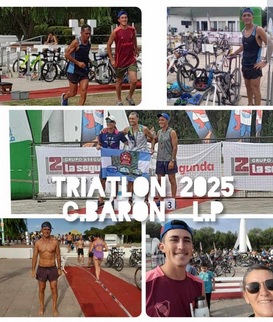 Triatlón Pampeano Colonia Barón 2025 – Podios de Elisa Zemma y Gustavo Carini en distancia olímpica