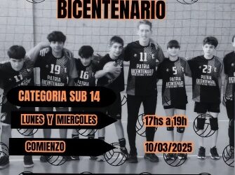 A partir del 10 de Marzo Voley Categoria Sub 14 en Bicentenario