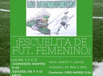 Desde el proximo martes 11, escuelita de Futbol Femenino en Ferro C. Oeste