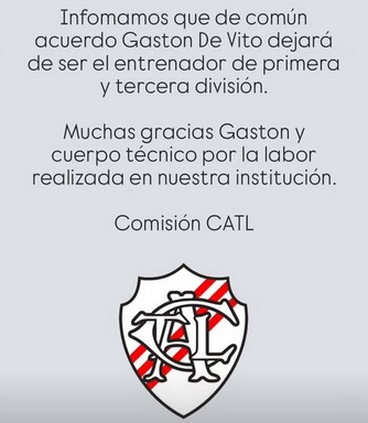 Gaston Devito dejó de ser el DT de Atletico Trenque Lauquen
