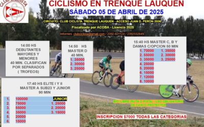 Ciclismo en Trenque Lauquen el sabado 5 de Abril