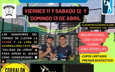 ¡Se viene el TORNEO DE PÁDEL 6TA CABALLEROS en el Club Deportivo Barrio Alegre!