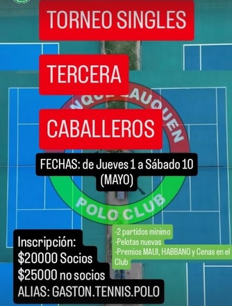 Se jugará Torneo de Tenis en el Trenque Lauquen Polo Club