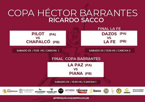 Mañana, sabado, se juegan las finales de Copa Héctor Barrantes – Ricardo Sacco