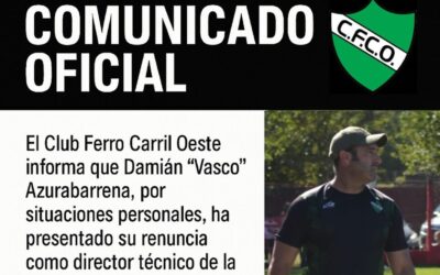 Liga Trenquelauquense – Renunció Damián Azurabarrena a la dirección técnica de Ferro Carril Oeste