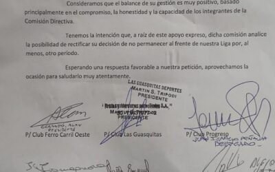Liga Trenquelauquense – Con el apoyo de los clubes, piden a la actual dirigencia que siga al mando de la institución