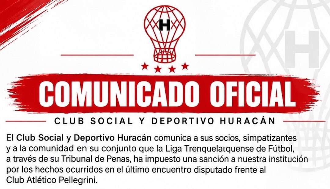 Duro comunicado de Huracán (Pellegrini): Rechaza la sanción del Tribunal de Penas y evalúa su continuidad en la Liga